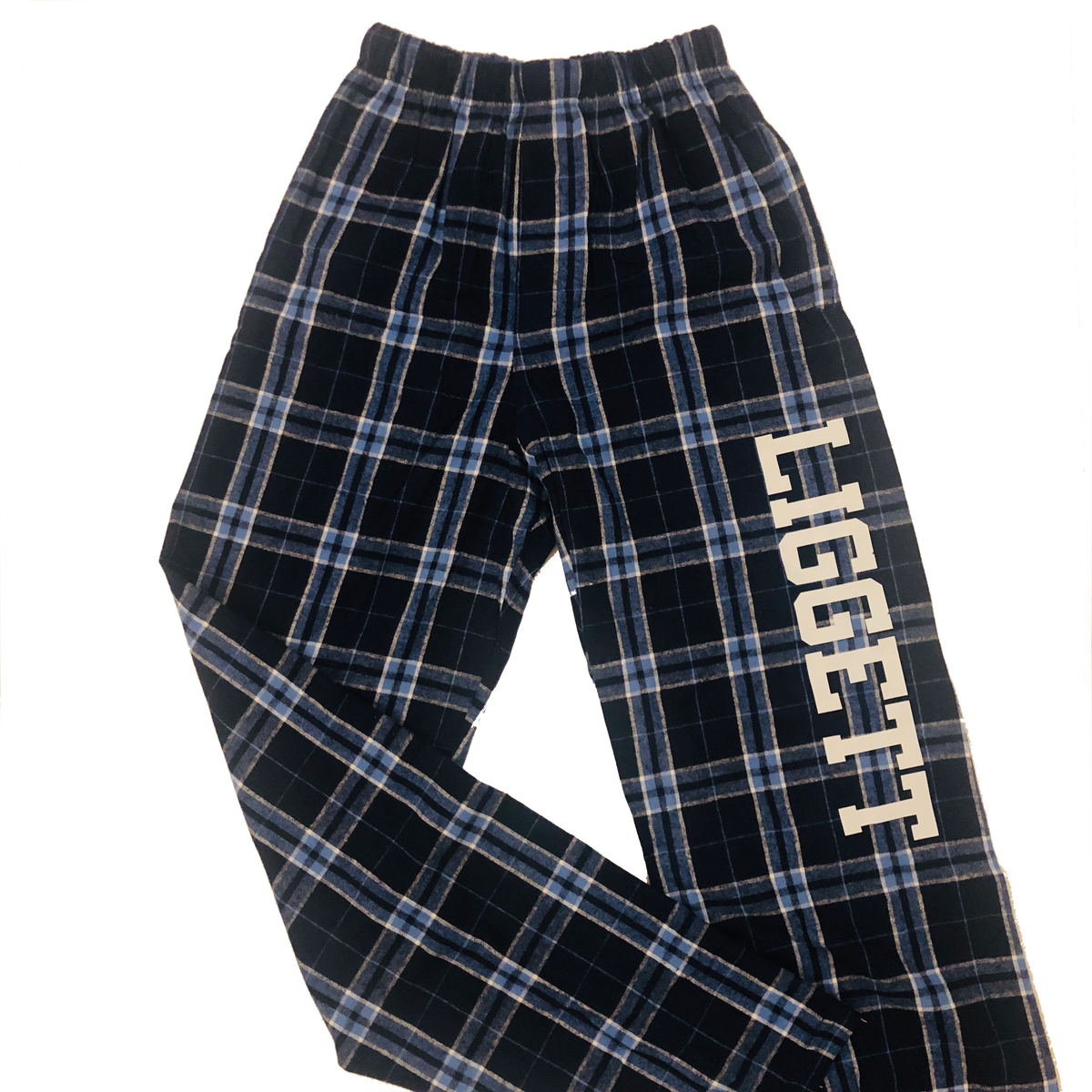 NEW Adult Navy/White Plaid Flannel Pants University Liggett School
