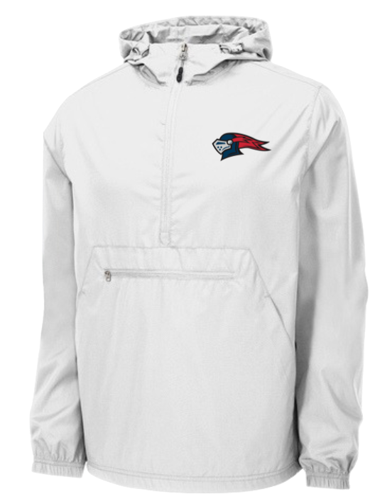 Adult White Quarter Zip Hooded Windbreaker