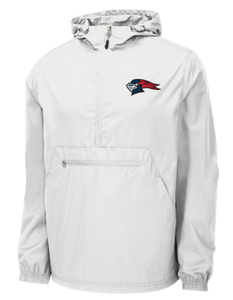 Adult White Quarter Zip Hooded Windbreaker