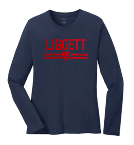 Ladies Liggett LS Navy Tee (Small Only)