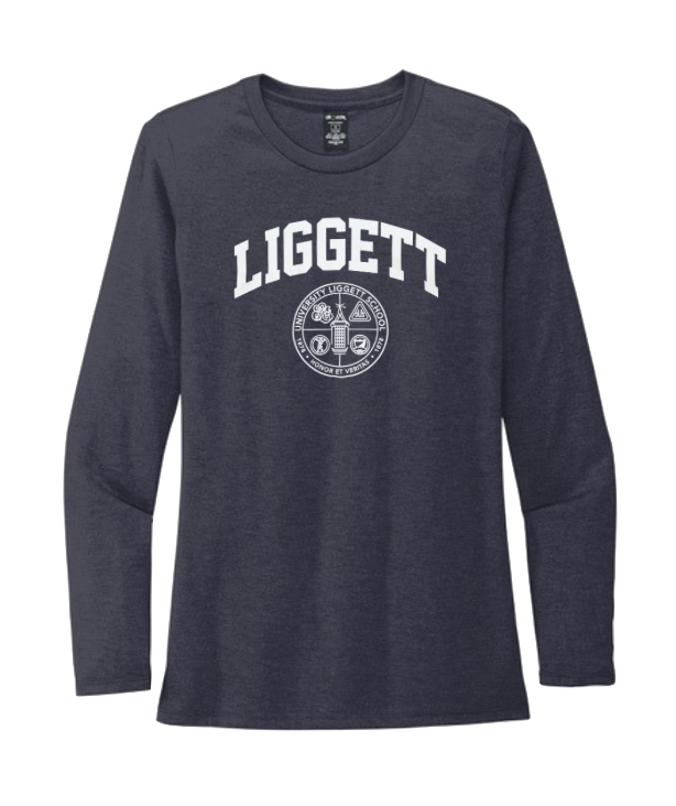 Ladies Liggett Crest LS Rebel Blue Heather Tee