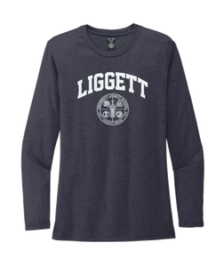 Ladies Liggett Crest LS Rebel Blue Heather Tee