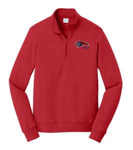 Adult Red Quarter Zip Performance Fleece Pullover with Knight Head/GOLF - Small Only