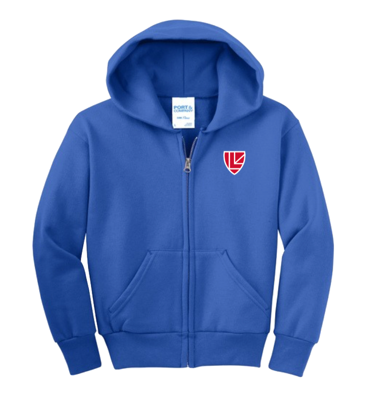 Youth Full Zip Royal Hoodie