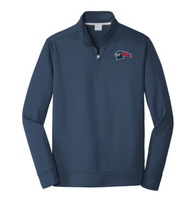 NEW Adult Navy Quarter Zip Performance Fleece Pullover with Knight Head