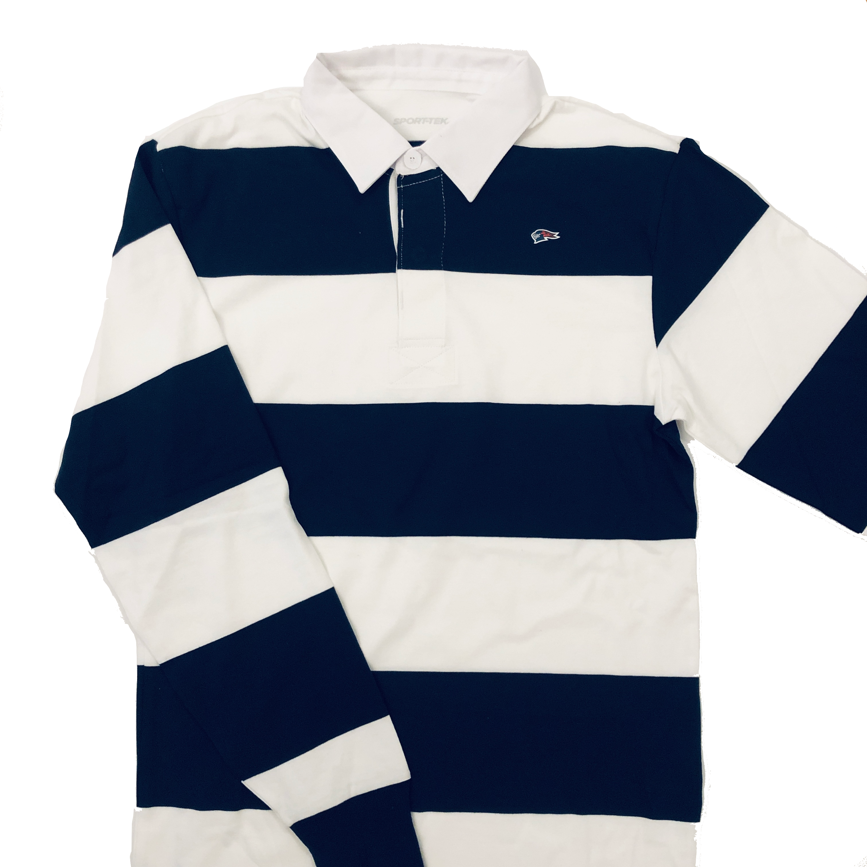 NEW Striped Navy & White Long Sleeve Rugby Polo
