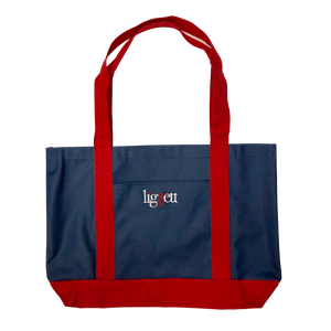 Medium Navy Tote Bag with Red Trim