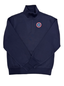 NEW Adult Quarter Zip Navy Sweatshirt with Crest Patch